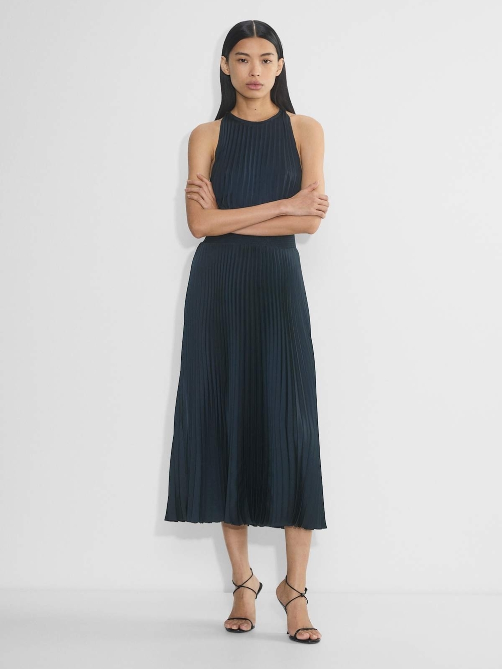 Aritzia Babaton Intellect Satin Dress Dark Night Navy Size M